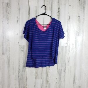 3/$15 Dots blue pink summer top size large